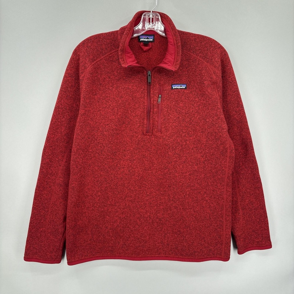 Patagonia Sweater Mens XL Red Better Sweater 1/4 Zip Fleece Pullover Jacket